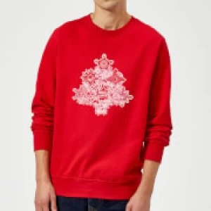 Image of Marvel Comics Marvel Shields Christmas Tree Red Christmas Sweatshirt - L - Red
