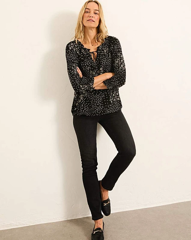 Image of FatFace FatFace Mono Blouse Black - FatFace - Size: 10 Black Female 10 ZD28601
