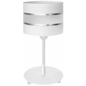 image of Helam Helen Table Lamp With Round Shade White, Silver 20cm