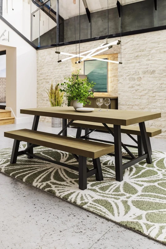 Image of FW Style Lowry 2M Dining Table Driftwood Lacquered Solid Reclaimed Pine, Brown LOW01