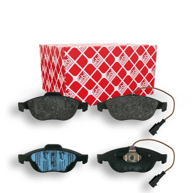 Image of FEBI BILSTEIN 16293 Brake pad set Front Axle, incl. wear warning contact, with piston clip Brake Pad Set,disc brake (402)
