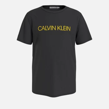 Image of Calvin Klein Boys' Institutional T-Shirt - Black/Yellow - 10 Years