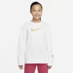 Image of Nike Daisy Crew Long Sleeve T Shirt Junior Girls - White