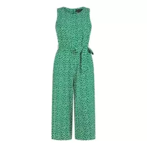 image of Mela London Green Daisy Sleeveless Culotte Jumpsuit - Green