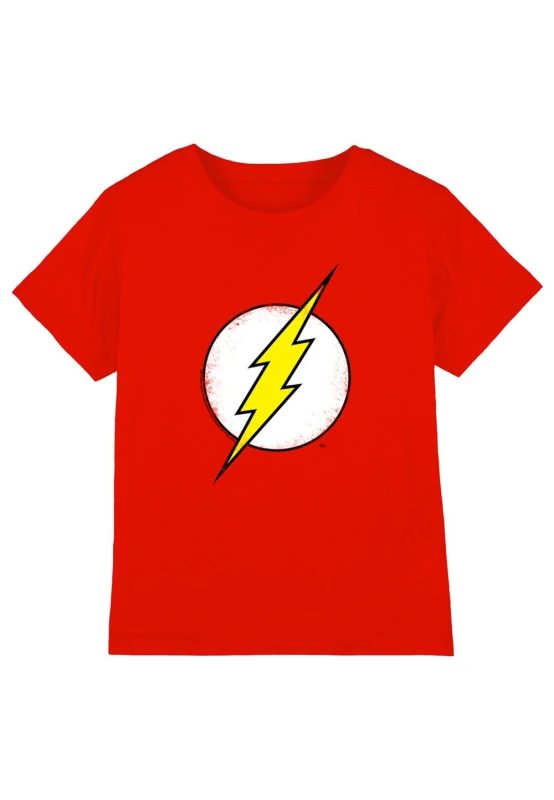 Image of Flash Distressed Flash Logo Cotton T-Shirt Red Red