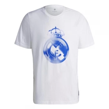 image of adidas Real Madrid T-Shirt Mens - White / Hi-Res Blue