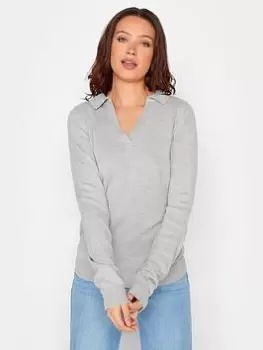 Long Tall Sally Collar Jumper - Pale Grey, Size 22-24, Women