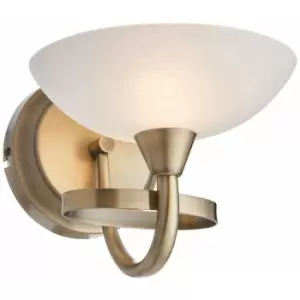 image of Loops - Dimming LED Wall Light Brass & White Lined Glass Vintage Curved Lamp Fitting