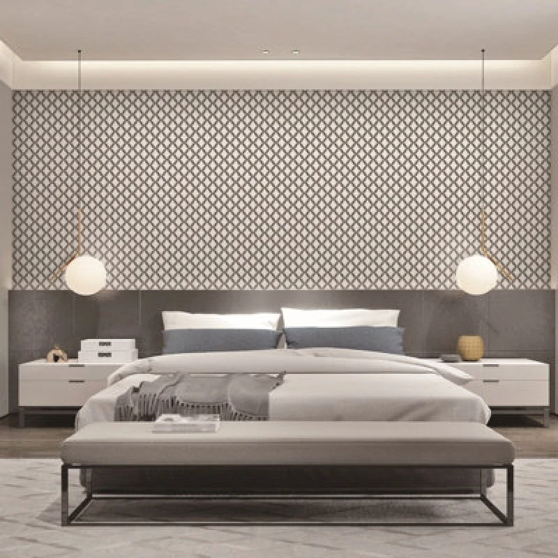 Image of Debona Fabric Touch Floral Geometric Diamond Textured Vinyl Wallpaper Black