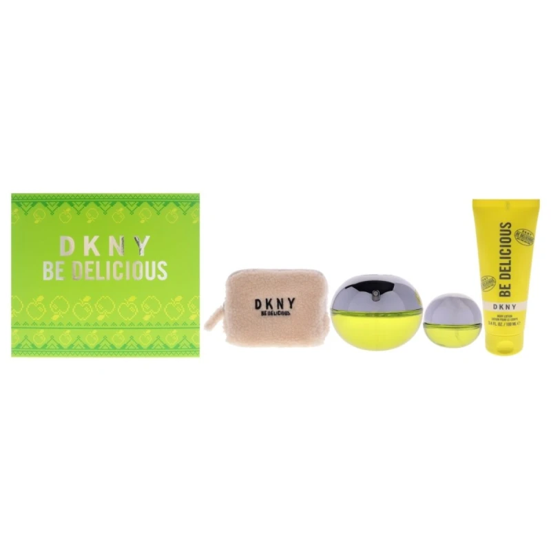 Image of DKNY Be Delicious Gift Set (Eau De Parfum Spray 100ml Eau de Parfum 15ml Body Lotion 100ml Purse)