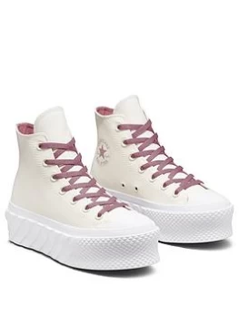 image of Converse Chuck Taylor All Star Lift 2x Recycled Canvas Ultra Platform Hi Top Plimsolls - Off White, Size 3, Women