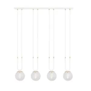 image of Glam White Globe Bar Pendant Ceiling Light with Clear Glass Shades, 4x E14