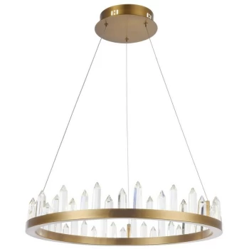 Image of Maytoni Lighting - Gletscher Integrated LED Ceiling Pendant Lamp Brass & Crystal