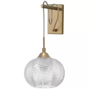 Netlighting Merano Etobicoke Dome Wall Lamp Clear Glass, Satin Gold Metal LED E2