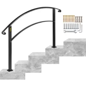 Image of Vevor - Adjustable Wrought iron Transition Handrail Matte Black 4FT Fits 4 Steps
