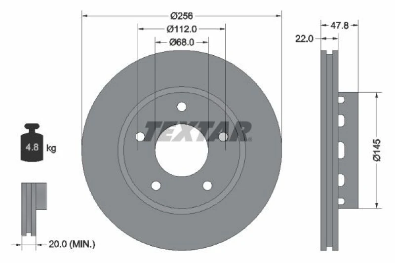 Image of Brake disc TEXTAR 92174205