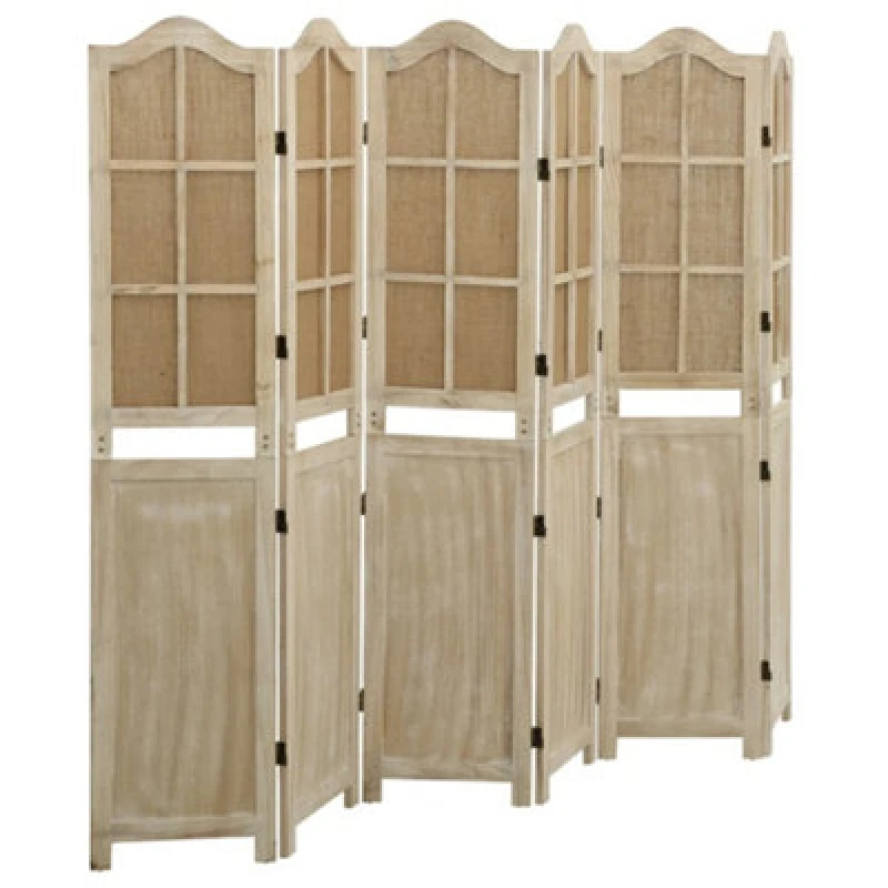 Image of Vidaxl 6-panel Room Divider Brown 214X165cm Fabric, Brown 338593
