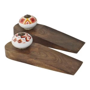 Set Of 2 Kasbah Design Wooden Doorstops