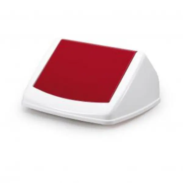 Image of DURABIN Plastic Waste Bin Rectangular 40 Litre with Red Lid - EXR28216DR
