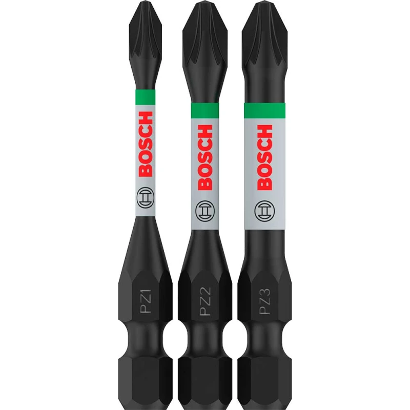 Image of Bosch PRO 3 Piece Impact Control Torsion Pozi Screwdriver Bits 2608521U57 Type: Assorted Pozi