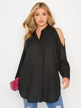 Image of Yours Long Sleeve Cold Shoulder Shirt Black, Size 20, Women