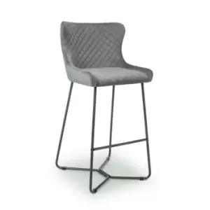 image of Shankar Gala Brushed Velvet Grey Bar Stool