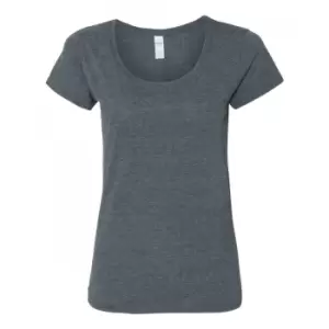 image of Gildan Womens/Ladies Short Sleeve Deep Scoop Neck T-Shirt (2XL) (Dark Heather)