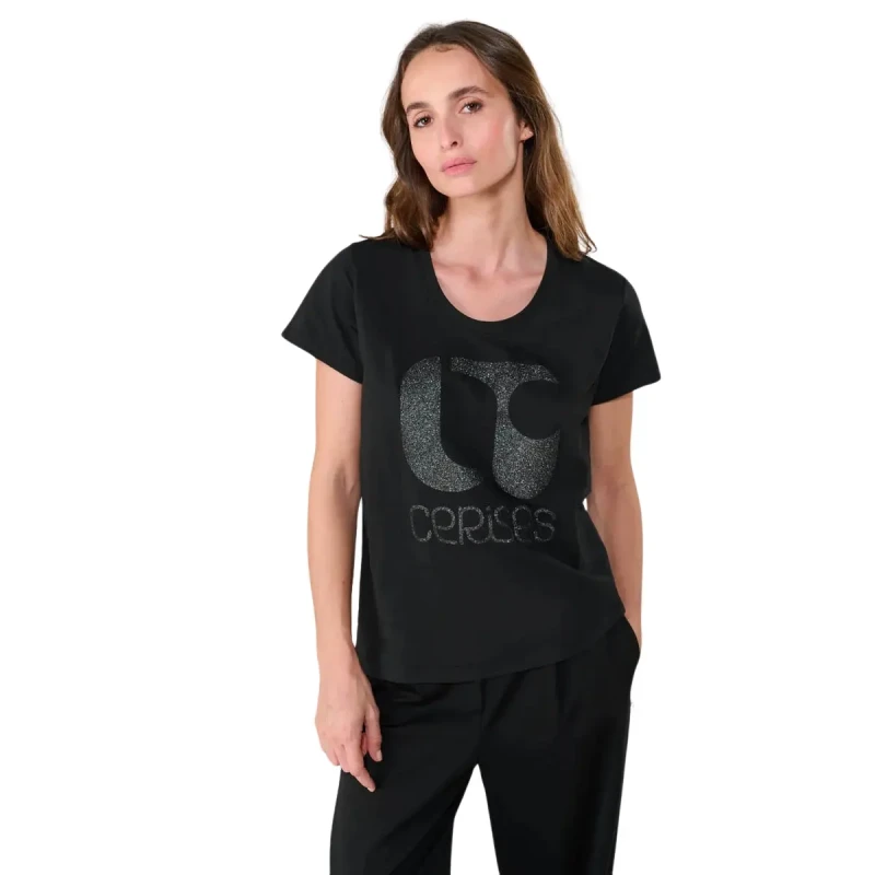 Image of Le Temps des cerises Womens T-Shirt Le Temps des cerises Taolo Noir Female XS