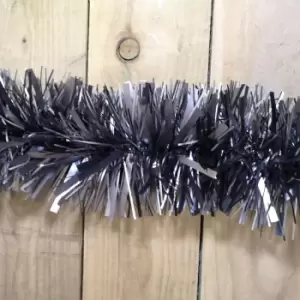 image of Festive Christmas 200cm x 15cm Chunky/Fine Tinsel Garland- Matt Graphite