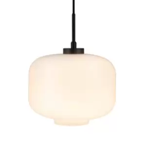 Image of Arp Dome Pendant Ceiling Light Opal, Black 25cm