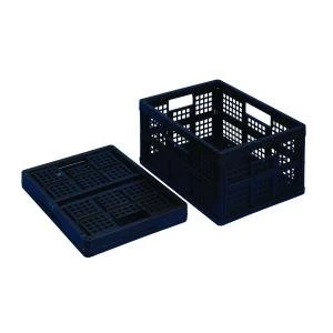 image of Really Useful 32L Plastic Folding Boxes Black Pack of 3 32FBBK