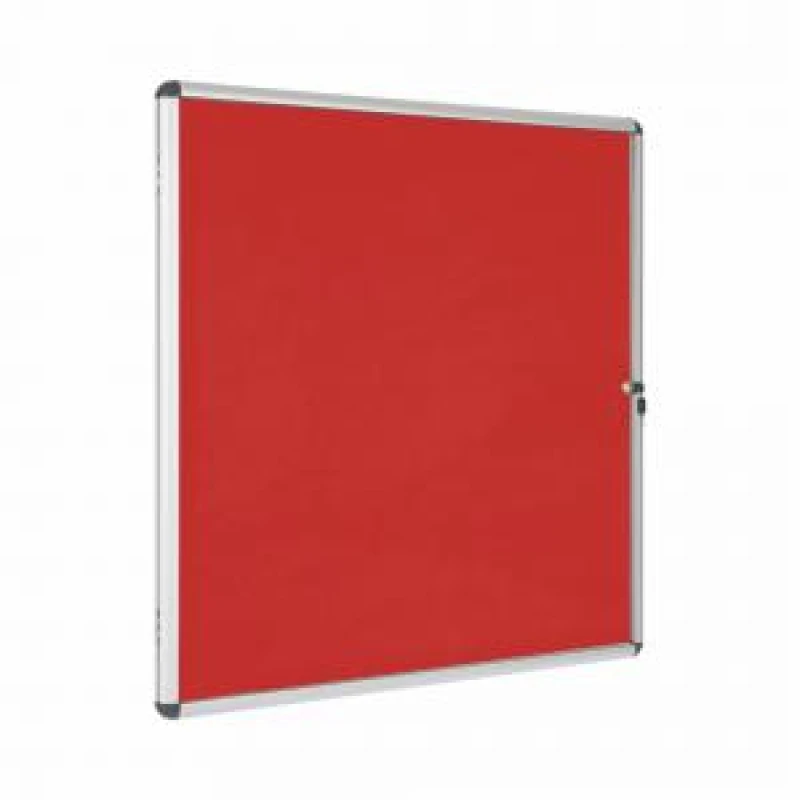 Image of Bi-Office Enclore Display Case Red Felt Acrylic Aluminium Frame 12xA4 VT660105150