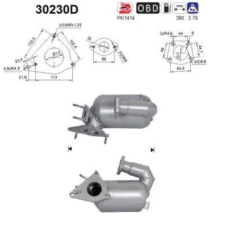 Image of AS Catalytic converter AS 30230D