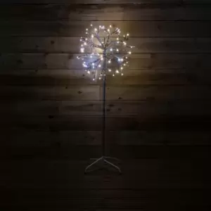Image of 1.2m Silver Firework Outdoor Christmas Tree with 72 Static 24 Flashing White LED