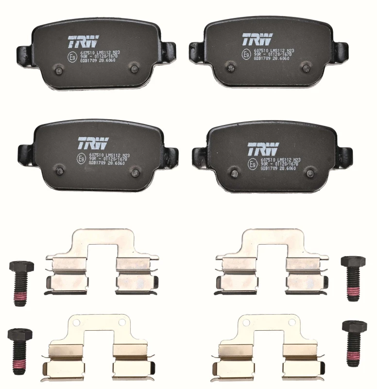 Image of TRW GDB1709 Brake pad set not prepared for wear warning indicator, with accessories, with brake caliper screws Brake Pad Set,disc brake (402)
