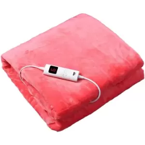 image of Glam Haus Glamhaus Heated Throw Electric Fleece Over Blanket Sofa Bed Large 160 X 130Cm - Dark Pink