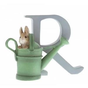 Letter R Peter Rabbit in Watering Can Figurine