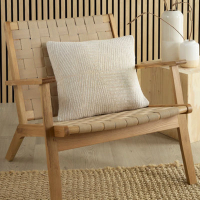 Image of Appletree Myan Textured Geometric Filled Cushion 43cm x 43cm Natural