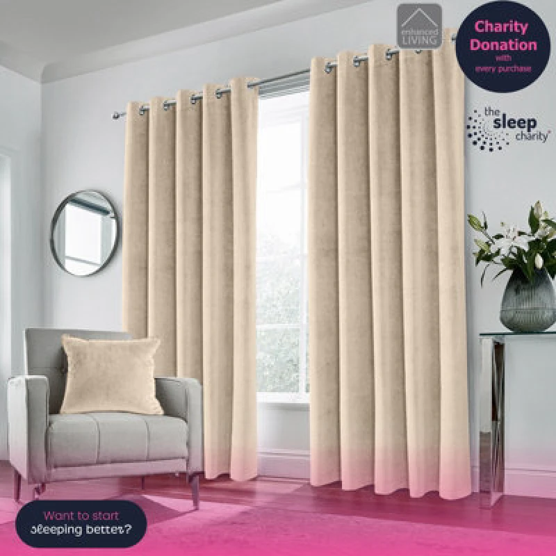 Image of Enhanced Living 100% Blackout Luxury Supersoft Velvet Thermal Eyelet Curtains for Living Room & Bedrooms Cream