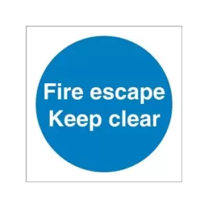 image of Castle Promotions - Fire Escape Keep Clear Sign - Self Adhesive Vinyl - 100mm x 100mm - SS007SA