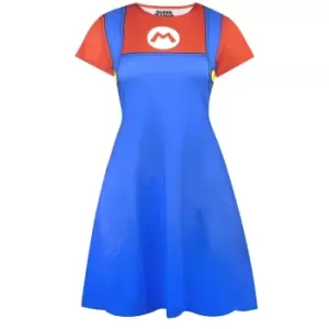 image of Super Mario Womens/Ladies Costume Dress (M) (Blue/Red)