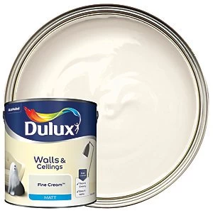 Image of Dulux Walls & Ceilings Fine Cream Matt Emulsion Paint 2.5L