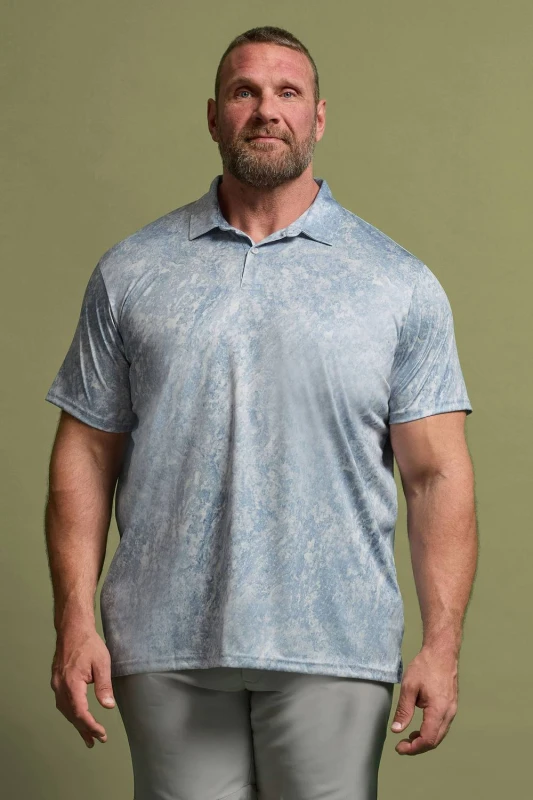 Image of BadRhino Mens Marble Print Polo Shirt in Grey Size: Medium Grey Male M