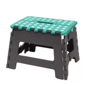 Image of JVL Small Folding Step Stool Grey/Turquoise