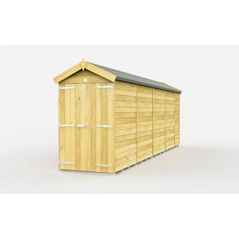 Image of Buttercup Farm 4 x 17 Feet Apex Shed - Double Door W/O Window - L503 x W118 x H217cm in Brown Brown Unisex