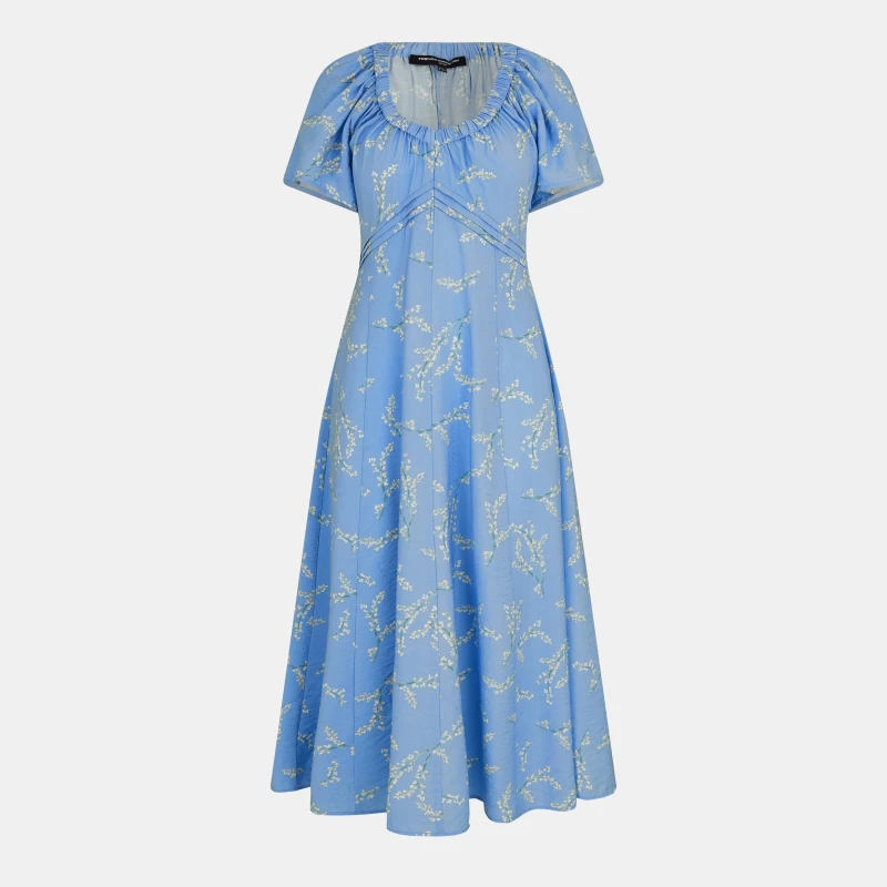 Image of French Connection Womens Daniella Structured Seaming A Line Dress Conflower Multi female 8 (XS)