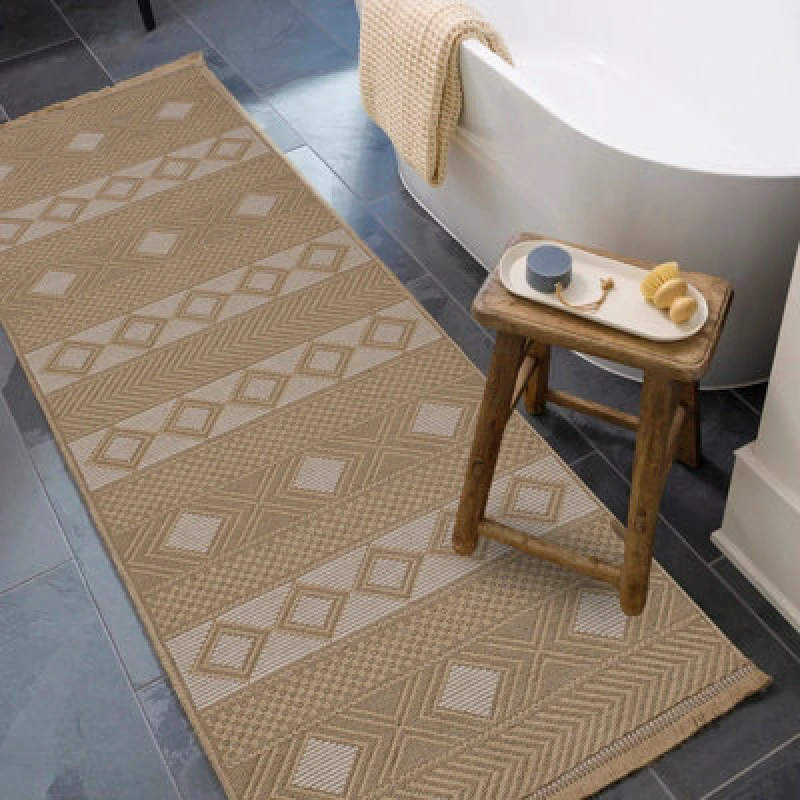 Image of Livabliss Cottage Tan/cream Machine Washable Jute Parita Runner Rug 79 X 220 Cm - Easy Care, Ideal For Hallway Or Beside The Bed