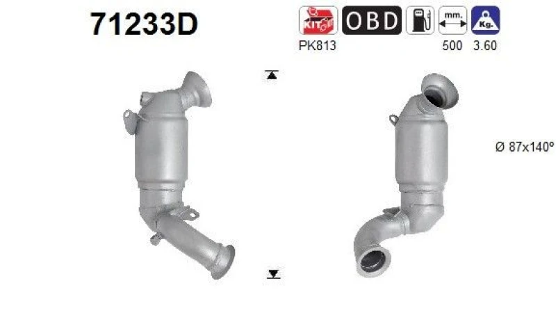 Image of AS Catalytic converter AS 71233D