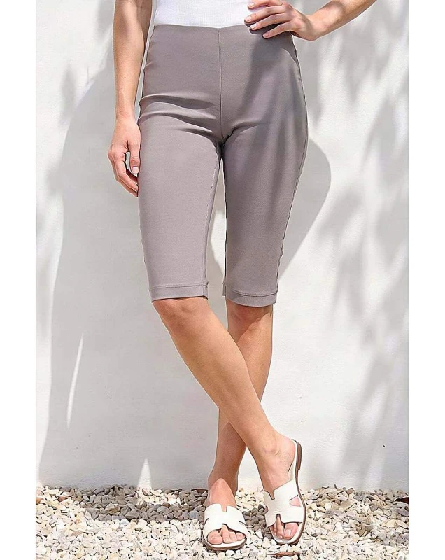 Image of Roman Originals Roman Knee Length Elastic Waist Shorts Taupe - Roman Originals - Size: 22 Taupe Female 22 DB54163