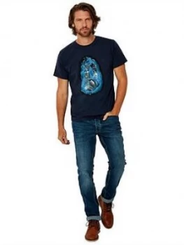 Image of Joe Browns Flaming Headphones T-Shirt - Dark Navy, Size 2XL, Men